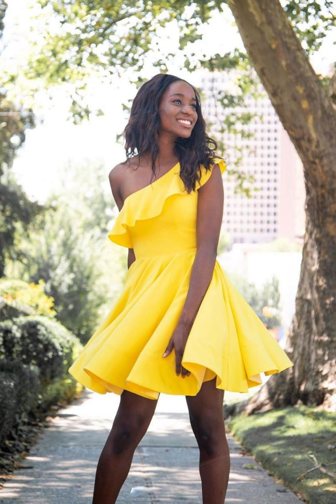 Simple Yellow Short Prom Dress, One ...